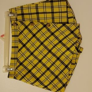 Kendall + Kylie yellow plaid skort
